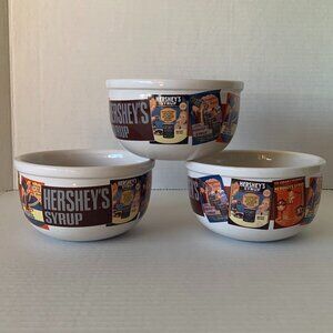 Hershey''s Syrup Ceramic Bowls Lot of 3 Vintage Hershey's Ad Graphics